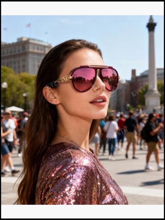 Oversized Retro Aviator Sunglasses Gold Metal Pilot Shades Unisex main image 6